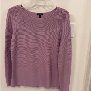 Talbots Lavender Crew Neck Sweater Ribbed Knit